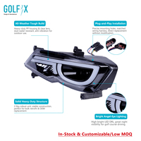 Phares LED avec feux de jour DRL Angel Eye pour voiturette de golf électrique, ensemble de phares avant étanches pour buggy de golf