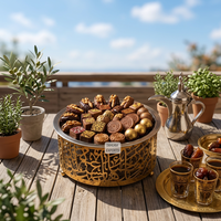 Plateau de service de luxe en acier inoxydable de qualité supérieure pour la décoration de la maison, idéal pour le Ramadan, modèle 2026