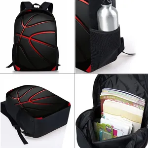 Basketball Print Waterproof Polyester Three Piece <strong>Backpacks</strong> Set <strong>for</strong> <strong>Boys</strong> and Girls Best Gift 2D Flat Cartoon <strong>School</strong> Bags - Product Image 3
