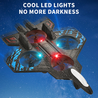 Drone quadricoptère jouet télécommandé 2,4 GHz en mousse EPP, type chasseur, avec lumières LED 360° et décollage à une touche, idéal pour débutants