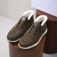 Bottes à lacets en cuir véritable de style italien pour hommes, doublées de polaire, chaussures chaudes d'hiver