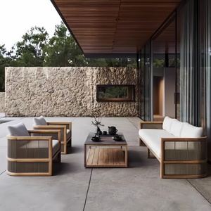 Set di Tavoli e Sedie di Lusso per Hotel e Ristoranti, Sedie da <span class=keywords><strong>Bistrot</strong></span> con Schienale Intrecciato e Cuscino per Resort e Ville - Product Image 5
