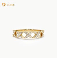 VLOVE-Bague en or 14 carats avec diamant empilable et rond, bijoux de mode uniques personnalisés pour femmes