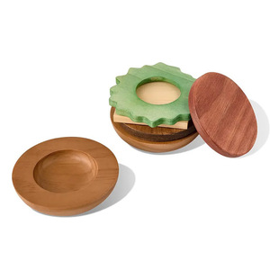 Ensemble de sous-verres en bois de pin naturel en forme de hamburger et de porte-filtre à café pour café et fête - Product Image 3