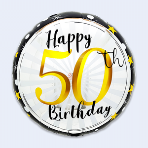 Ballon d'anniversaire en aluminium rond métallique, 45x53cm, décoration de fête pour adultes, célébration du 50e anniversaire - Product Image 1