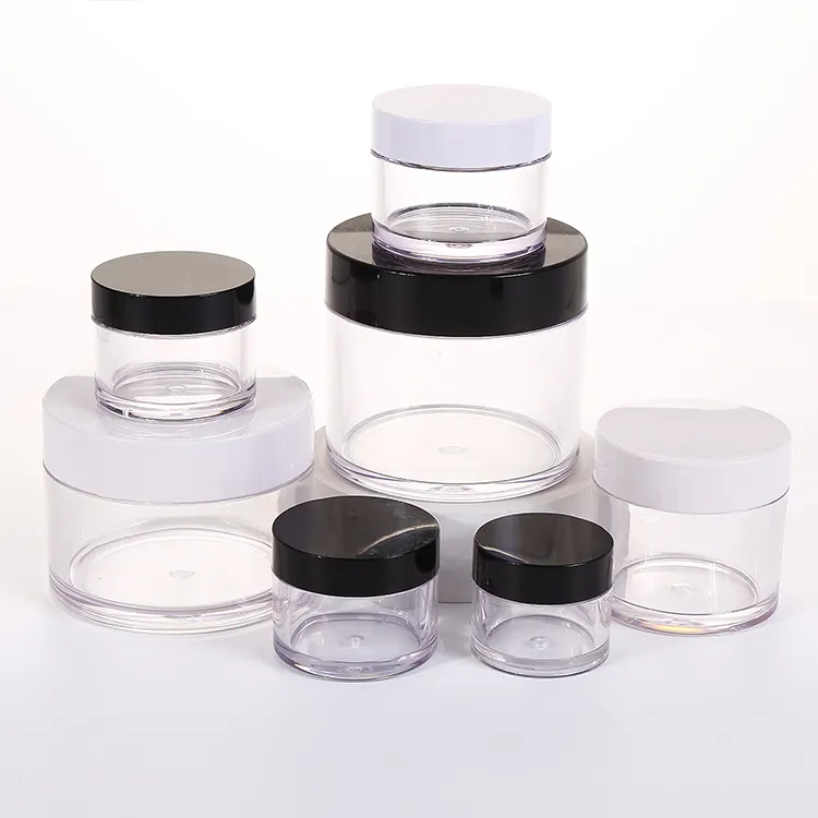 100g 120g 150g 200g 250g body butter cream packaging container plastic cosmetic transparent clear petg jar with white black lid