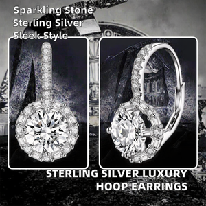 Boucles d'oreilles créoles de luxe en argent sterling 925 avec zircon cubique, bijoux modernes pour femmes, cadeau de fête et de mariage SCE508 - Product Image 2