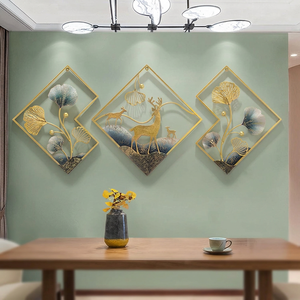 <b>Large</b> Gold Ginkgo Leaf Metal <b>Wall</b> Sculpture Set of 3 Botanical <b>Wall</b> Art Decorative Nature Inspired Home Decor for Living Room - Product Image 1