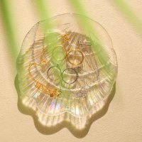 Assiette en verre cristal de luxe de haute qualité, motif coquillage perlé, jetable et écologique pour les fêtes
