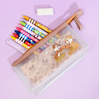 Étui à crayons en plastique laminé brossé translucide pour l'école 10cm*18.5cm*5.5cm
