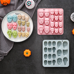 Moldes de Silicona con Temática de Máscaras de Halloween para Pasteles, Reutilizables, de Grado Alimenticio, Lindos Moldes Magnéticos de Silicona para Chocolate, Dulces y Hielo - Product Image 4