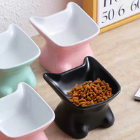Bol pour chat surélevé incliné en céramique sans plomb et sans cadmium 4 "bonne hauteur pour l'alimentation des chats