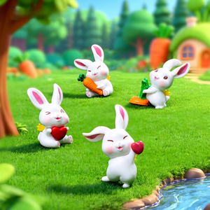 Accessoires de jardinage DIY : Micro-paysage en résine sur le thème des animaux de dessin animé mignons (radis, <span class=keywords><strong>petit</strong></span> lapin) - Product Image 4