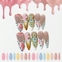 Ongles artificiels de luxe 3D à presser, faits à la main, réutilisables, forme Stiletto, couvrance totale, avec colle, en gros pour femmes