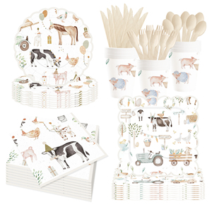 Platos de Papel Desechables con Diseño de Granja (Vacas, Gallinas, Cerdos) de DAMAI, para Fiestas Infantiles - Product Image 5