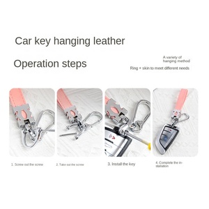 Double M <b>Leather</b> Car Keychain Fashion Simple Motorcycle <b>Key</b> <b>Chain</b> Alloy Metal Small Pendant Anti-Drop Bag Waist Hanging for - Product Image 3