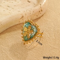 Bague en acier inoxydable de fleur de résine de coeur de filigrane français pour des femmes ISO RoHS conforme