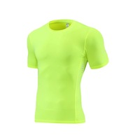 T-shirt de sport pour homme, style européen et américain, extensible, en mélange de soie de lait et de chanvre, design uni, pour la course en plein air