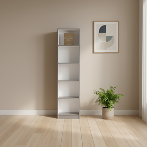 Bibliothèque Db Zachary Slim à 5 étagères, 33x15x85 cm, gris, blanc, bois, support de rangement pour salon - Product Image 2