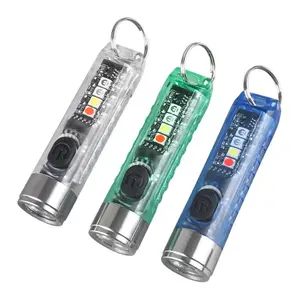 Transparent Mini Flashlight USB Charging Portable Led Lights Super Bright Flashlight For Key Chain