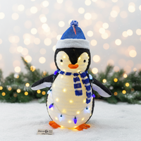 Decorazione Natalizia da Giardino Jinyue, Pinguino Luminoso LED Bianco IP44 Impermeabile, Telaio in Filo Metallico, Manuale, AC 110V 220V