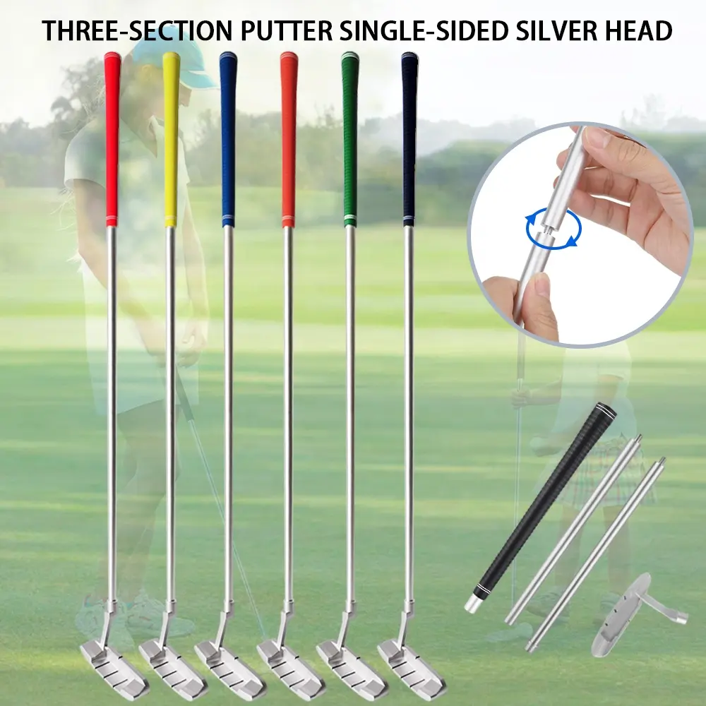 High Quality Aluminum Alloy 3-Section Foldable Right Handed Golf Putter Club Practice Golf Putter