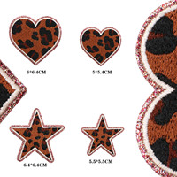 Patchs brodés thermocollants à motifs léopard colorés, cœurs et étoiles scintillants, appliques DIY pour la décoration de sweats à capuche, chapeaux, sacs à dos et vestes