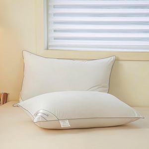 East wärme Gänse federn Daunen kissen zum Schlafen, Hotel Collection Bett kissen mit grauen Paspeln Standard größe (20 X26IN) 1 Packung - Product Image 3