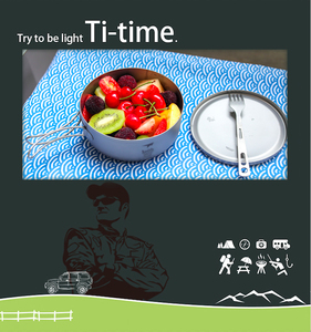 กล่องอาหารกลางวัน1.2L ทรงกลมพร้อมที่จับทำจากไทเทเนียมเป็นมิตรกับสิ่งแวดล้อมกล่องอาหารกลางวันปิกนิกกลางแจ้งอเนกประสงค์ - Product Image 5