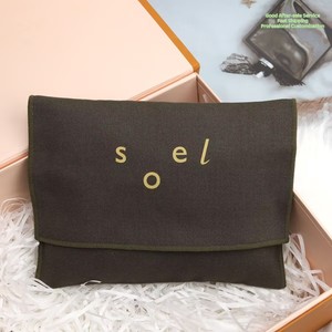 Eco Friendly Organic Custom Logo Printed Cotton Twill <b>Envelop</b> Bag Green Small Size for Cosmetic Shopping Gift Cloth Dust Pouch - Product Image 1