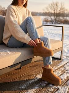 Bottes de neige personnalisables pour femmes, confortables, chaudes, doublées de fourrure, à plateforme, à jambe droite, chaussures d'hiver, prix d'usine en gros - Product Image 2