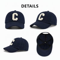 Casquette de baseball unisexe en sergé de coton non structurée à 6 panneaux, avec patch lettre en chenille personnalisé OEM, boucle métallique réglable, vente en gros