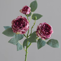 Fleurs de rose artificielles en soie à 3 têtes, bouquets décoratifs élégants, fleurs de rose pour la décoration