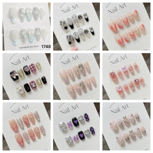 Thiên niên kỷ loạt sang trọng ép móng tay giả nhà máy móng tay mát mẻ của Mèo Mắt kim cương long lanh Pháp tím xanh vỡ bướm - Product Image 3