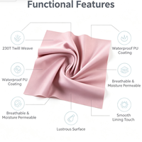 Tissu de doublure brillant en sergé de polyester 230T, enduit PU imperméable, respirant et perméable à l'humidité, magnifique tissu de doublure en soie