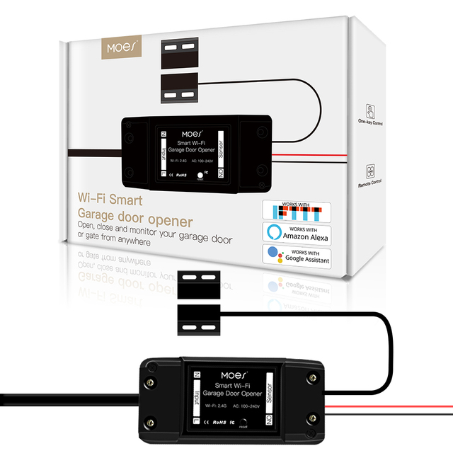 MOES Wi-Fi Smart Garage Door Opener Controller, Smart Life/Tuya APP Remote Monitor Your Garage Door with Alexa Google Home
