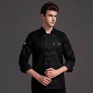 Sonbahar kış erkek uzun kollu pamuk nefes şef ceketler zehirli CE sertifikalı özelleştirilebilir restoran Bar üniformaları - Product Image 5