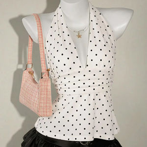 Viviblook Z316TP – débardeur d'été pour femmes, imprimé à pois, dos nu, sexy, élégant, pour dames - Product Image 1