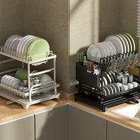 Égouttoir à vaisselle et tasses multifonctionnel en métal robuste et ventilé, design non pliable, style nordique, pour comptoir de cuisine