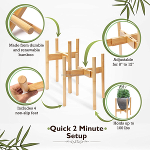 Indoor <strong>Plant</strong> Stand Bamboo Adjustable Tall Indoor Planter Stand Mid Century Modern <strong>Plant</strong> Stands Indoor <strong>Corner</strong> <strong>Plant</strong> Holder - Product Image 5
