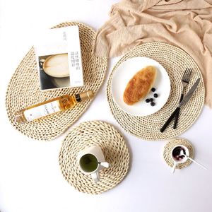 Natural Rattan & Corn Husk Woven Round Placemats for Dining Table Decor Wedding Party Table Setting - Product Image 2