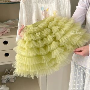 Tongxingyuan Girls Tulle Skirt Cake Skirt A-Line Solid Color Mesh Spring For Baby Girls - Product Image 4