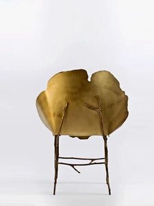 Modern Simple Personality Unique Design Art Villa Brass Apricot <strong>Leaf</strong> <strong>Shape</strong> Back Dining <strong>Chair</strong>