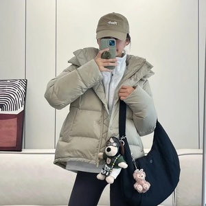 Winter Wunder Puff 5 Check Down Bubble <b>Jacket</b> White Goose Down Fitness Lulu Yoga Wear Loose Coat With Detachable Hood - Product Image 3