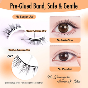 <b>Reusable</b> Natural Waterproof Self <b>Adhesive</b> False <b>Eyelashes</b> With Custom Logo No Glue Need Pre Bond Lashes Full Strip <b>Eyelashes</b> - Product Image 6