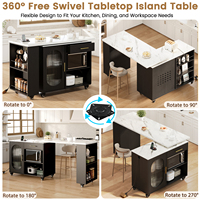 Table de cuisine contemporaine extensible et pliable Mesa Isla De Cocina, îlot de cuisine portable avec étagères de rangement
