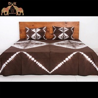 Ensemble de draps de lit Queen Size modernes imprimés à la main au Rajasthan avec 2 taies d'oreiller 100% coton pour hôtel et usage domestique