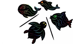 Giấy Cào Cầu Vồng Nghệ Thuật Màu Sắc Kỳ Diệu Hình Ếch Chuồn Chuồn Vườn Sinh Vật Hoạt Hình Dễ Thương - Product Image 4