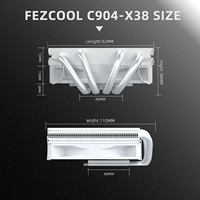 Refroidisseur de processeur FEZCOOL C904-X38 à roulement fluide, contrôle intelligent de la température, 4 caloducs, compatible avec les PC tout-en-un ITX