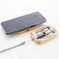 2 en 1 PD60w Kit de Cable de datos de carga rápida multifunción Tarjeta Rectángulo 15W Cargador inalámbrico Bambú Cable Usb Cargador Caja de almacenamiento